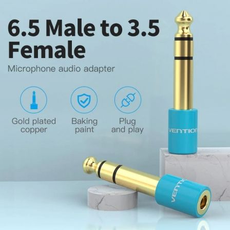 Vention VAB-S01-L Adaptador de Audio Jack 6.35mm Macho a Jack 3.5mm Hembra, Azul